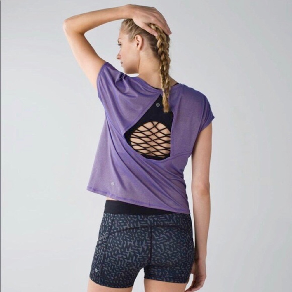 Lululemon sweaty or not crop tee Heathered iris 8